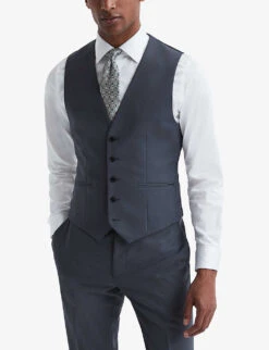 Reiss Fine Darted Slim-fit Wool Waistcoat -Gentlemen Style Shop R04168883 AIRFORCEBLUE ALT02