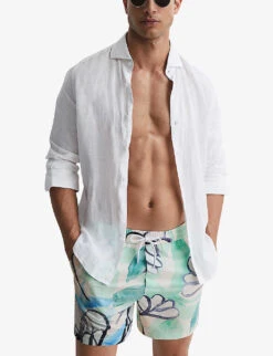 Reiss Pacific Graphic-print Drawstring Stretch Recycled-polyester Swim Shorts -Gentlemen Style Shop R04169167 MULTI ALT02