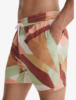 Reiss Brass Abstract-print Regular-fit Recycled-polyester Swim Shorts -Gentlemen Style Shop R04169168 DUSTYROSE ALT02