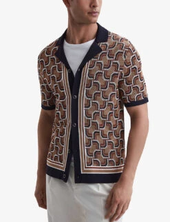 Reiss Lotus Abstract-pattern Knitted Shirt -Gentlemen Style Shop R04169252 NAVY ALT02