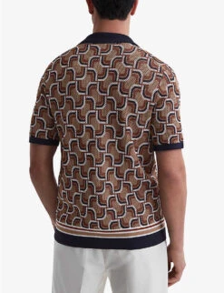 Reiss Lotus Abstract-pattern Knitted Shirt -Gentlemen Style Shop R04169252 NAVY ALT03