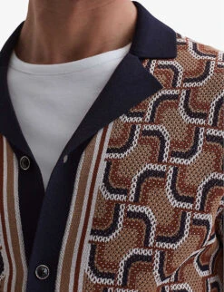 Reiss Lotus Abstract-pattern Knitted Shirt -Gentlemen Style Shop R04169252 NAVY ALT04