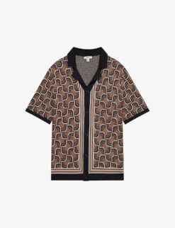 Reiss Lotus Abstract-pattern Knitted Shirt