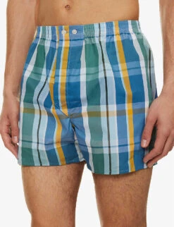 Ledbury 65 Check-print Cotton-poplin Boxer Short -Gentlemen Style Shop R04170102 MUL ALT03