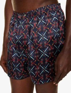 Brindisi Geometric-print Mid-rise Silk Boxers -Gentlemen Style Shop R04170106 NAV ALT03