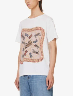 Bally Scarf-print Ribbed-trim Organic Cotton-jersey T-shirt 9 Bally Scarf-print Ribbed-trim Organic Cotton-jersey T-shirt -Gentlemen Style Shop R04170940 WHITE ALT02