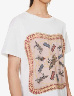 Bally Scarf-print Ribbed-trim Organic Cotton-jersey T-shirt 11 Bally Scarf-print Ribbed-trim Organic Cotton-jersey T-shirt -Gentlemen Style Shop R04170940 WHITE ALT04