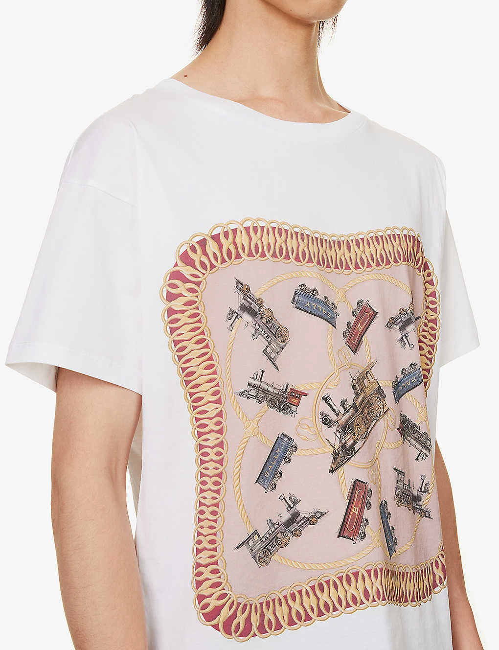 Bally Scarf-print Ribbed-trim Organic Cotton-jersey T-shirt 7 Bally Scarf-print Ribbed-trim Organic Cotton-jersey T-shirt - Image 5