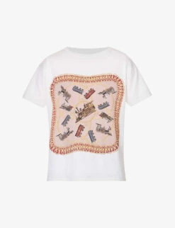 Bally Scarf-print Ribbed-trim Organic Cotton-jersey T-shirt