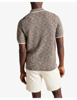 Ted Baker Plantr Marbled-texture Recycled-cotton Polo Shirt -Gentlemen Style Shop R04173332 DKBROWN ALT03