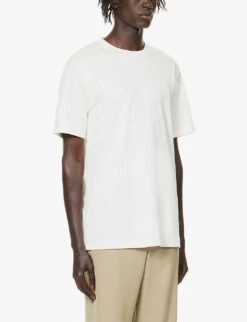 Giorgio Armani Script Logo-embroidered Cotton-jersey T-shirt 9 Giorgio Armani Script Logo-embroidered Cotton-jersey T-shirt -Gentlemen Style Shop R04173385 WHITE ALT02