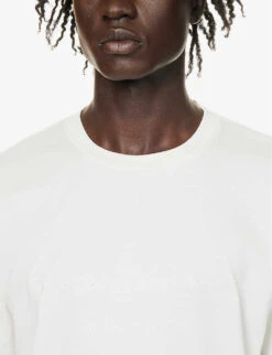 Giorgio Armani Script Logo-embroidered Cotton-jersey T-shirt 11 Giorgio Armani Script Logo-embroidered Cotton-jersey T-shirt -Gentlemen Style Shop R04173385 WHITE ALT04