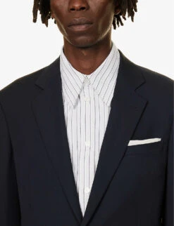 Giorgio Armani Double-breasted Patch-pocket Regular-fit Wool Suit -Gentlemen Style Shop R04173390 NAVY ALT04