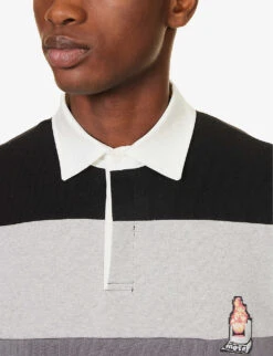 Striped Distressed Regular-fit Cotton-jersey Polo Shirt 11 Striped Distressed Regular-fit Cotton-jersey Polo Shirt -Gentlemen Style Shop R04173419 BLACK ALT04