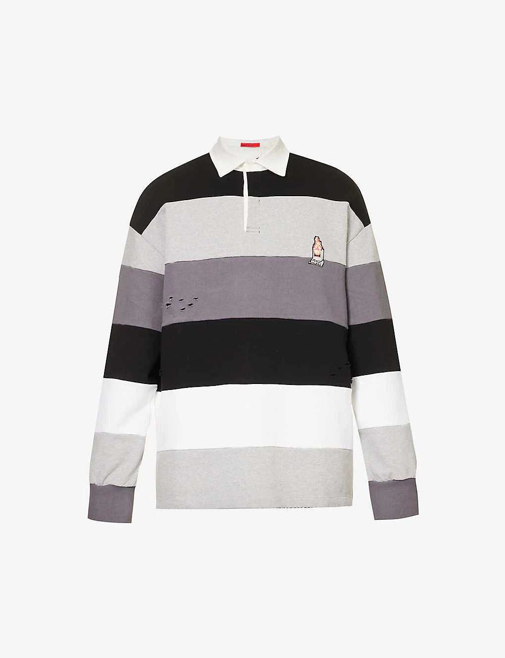 Striped Distressed Regular-fit Cotton-jersey Polo Shirt 3 Striped Distressed Regular-fit Cotton-jersey Polo Shirt