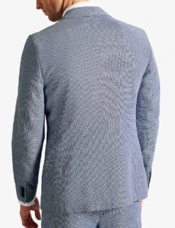 Ted Baker Scopej Slim-fit Puppytooth Linen And Wool-blend Suit Jacket -Gentlemen Style Shop R04174557 BLUE ALT03