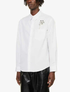 Simone Rocha Floral-embellished Regular-fit Cotton-poplin Shirt 9 Simone Rocha Floral-embellished Regular-fit Cotton-poplin Shirt -Gentlemen Style Shop R04180773 WHITEIVORYPEARL ALT02