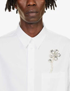 Simone Rocha Floral-embellished Regular-fit Cotton-poplin Shirt 11 Simone Rocha Floral-embellished Regular-fit Cotton-poplin Shirt -Gentlemen Style Shop R04180773 WHITEIVORYPEARL ALT04