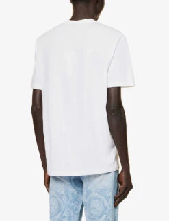 Versace Logo-embellished Regular-fit Cotton-jersey T-shirt -Gentlemen Style Shop R04181570 OPTICALWHITE ALT03