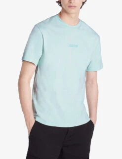 THE KOOPLES Logo-embroidered Short-sleeve Cotton T-shirt -Gentlemen Style Shop R04181618 OCEAN ALT02