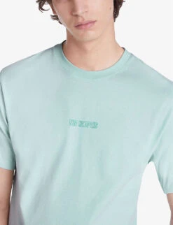 THE KOOPLES Logo-embroidered Short-sleeve Cotton T-shirt -Gentlemen Style Shop R04181618 OCEAN ALT04