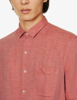 Sunspel Striped Short-sleeved Regular-fit Linen Shirt -Gentlemen Style Shop R04181942 BURNTSIENNA23 ALT04