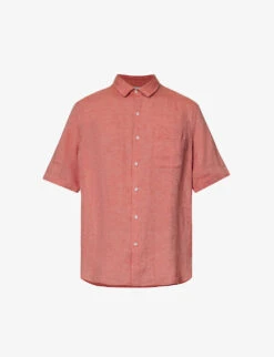 Sunspel Striped Short-sleeved Regular-fit Linen Shirt