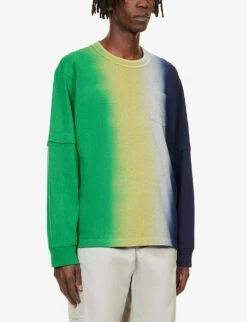 Sacai Tie-dye Crewneck Cotton-jersey T-shirt -Gentlemen Style Shop R04182055 GREENNAVY ALT02