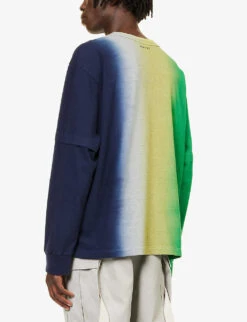 Sacai Tie-dye Crewneck Cotton-jersey T-shirt -Gentlemen Style Shop R04182055 GREENNAVY ALT03