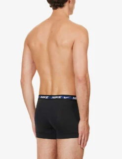 Nike Pack Of Three Logo-waistband Stretch Recycled-polyester Trunks 8 Nike Pack Of Three Logo-waistband Stretch Recycled-polyester Trunks -Gentlemen Style Shop R04183378 BLACKREDGOLD ALT02