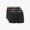 Nike Pack Of Three Logo-waistband Stretch Recycled-polyester Trunks 1 Nike Pack Of Three Logo-waistband Stretch Recycled-polyester Trunks -Gentlemen Style Shop R04183378 BLACKREDGOLD M