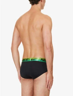 Nike Pack Of Three Logo-waistband Stretch Recycled-polyester Briefs -Gentlemen Style Shop R04183380 BLACKGRADIENT ALT02