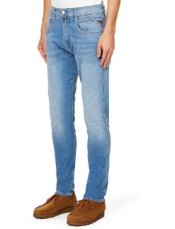 Replay Anbass Hyperflex Tapered-leg Slim-fit Stretch-denim Jeans -Gentlemen Style Shop R04186399 MEDIUMBLUE ALT02
