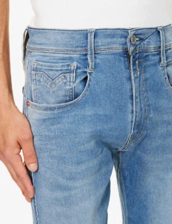 Replay Anbass Hyperflex Tapered-leg Slim-fit Stretch-denim Jeans -Gentlemen Style Shop R04186399 MEDIUMBLUE ALT04