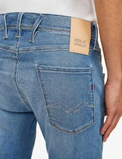 Replay Anbass Hyperflex Tapered-leg Slim-fit Stretch-denim Jeans -Gentlemen Style Shop R04186399 MEDIUMBLUE ALT05