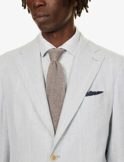 ELEVENTY Striped Drawstring-waistband Regular-fit Wool Suit 14 ELEVENTY Striped Drawstring-waistband Regular-fit Wool Suit -Gentlemen Style Shop R04187217 LIGHTBLUE ALT04