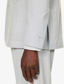 ELEVENTY Striped Drawstring-waistband Regular-fit Wool Suit 15 ELEVENTY Striped Drawstring-waistband Regular-fit Wool Suit -Gentlemen Style Shop R04187217 LIGHTBLUE ALT05