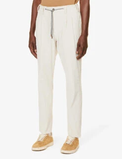 ELEVENTY Notched-lapel Drawstring-waistband Regular-fit Cotton-blend Suit 16 ELEVENTY Notched-lapel Drawstring-waistband Regular-fit Cotton-blend Suit -Gentlemen Style Shop R04187220 WHITE ALT06