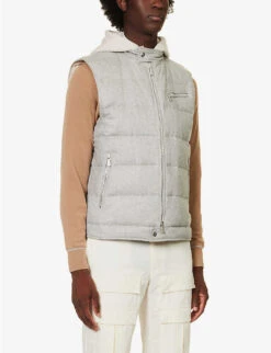 ELEVENTY Funnel-neck Silk And Cashmere-blend Gilet -Gentlemen Style Shop R04187231 GREYSAND ALT02