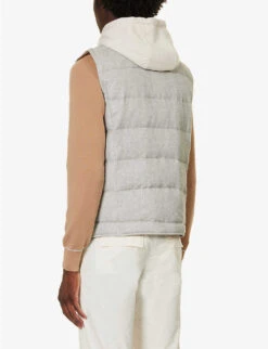 ELEVENTY Funnel-neck Silk And Cashmere-blend Gilet -Gentlemen Style Shop R04187231 GREYSAND ALT03