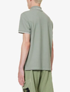 Stone Island Logo-badge Slim-fit Stretch-cotton Polo Shirt 10 Stone Island Logo-badge Slim-fit Stretch-cotton Polo Shirt -Gentlemen Style Shop R04188777 SAGE ALT03