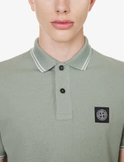 Stone Island Logo-badge Slim-fit Stretch-cotton Polo Shirt 11 Stone Island Logo-badge Slim-fit Stretch-cotton Polo Shirt -Gentlemen Style Shop R04188777 SAGE ALT04