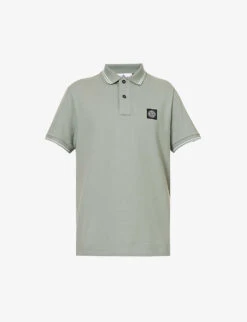 Stone Island Logo-badge Slim-fit Stretch-cotton Polo Shirt