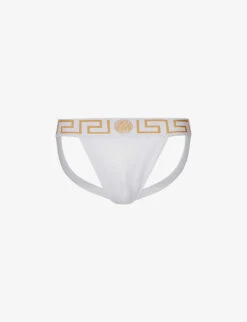 Versace Logo-waistband Low-rise Stretch-cotton Jockstrap
