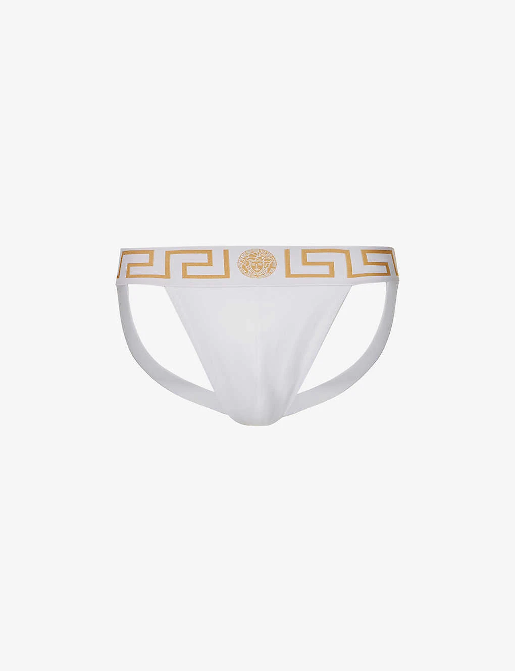 Versace Logo-waistband Low-rise Stretch-cotton Jockstrap 3 Versace Logo-waistband Low-rise Stretch-cotton Jockstrap