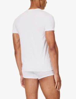 Versace Graphic-print Crewneck Stretch-cotton T-shirt -Gentlemen Style Shop R04188857 OPTICALWHITE ALT02