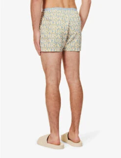 Versace Brand-typography Slip-pocket Regular-fit Swim Shorts 9 Versace Brand-typography Slip-pocket Regular-fit Swim Shorts -Gentlemen Style Shop R04188861 SUMMERSKYBLUEGOLD ALT03
