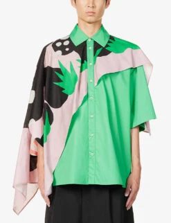 Painting Asymmetric-panel Regular-fit Cotton-poplin Shirt 9 Painting Asymmetric-panel Regular-fit Cotton-poplin Shirt -Gentlemen Style Shop R04190819 FERNGREEN ALT02