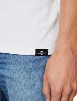 7 For All Mankind Luxe Performance Crewneck Stretch-cotton Jersey T-shirt -Gentlemen Style Shop R04193321 WHITE ALT04