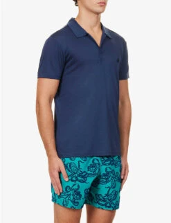 Vilebrequin Pirinol Brand-embroidered Regular-fit Jersey Polo Shirt -Gentlemen Style Shop R04193705 BLEUMARINE ALT02